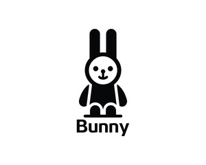 Cute bunny logo for kids brands in clean flat style