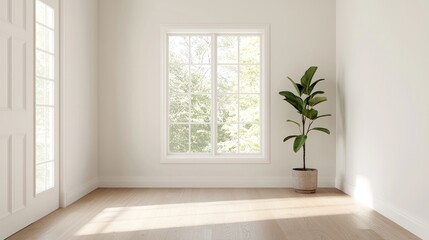 Fototapeta premium Empty, bright, minimalist room with natural light