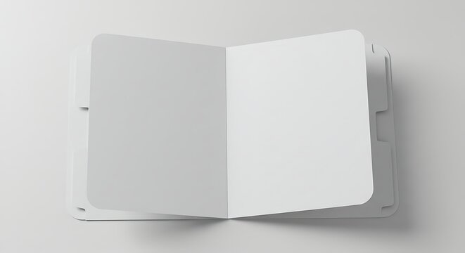 Clean and minimalistic presentation of an open blank notebook with dividers