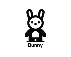 Black and white bunny logo design for kids brands