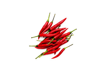 Red chili peppers on white background