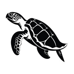 Fototapeta premium Turtle marine isolated vector silhouette