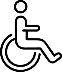 Disabled sign icon in black outline. Accessibility, inclusion, medical symbol