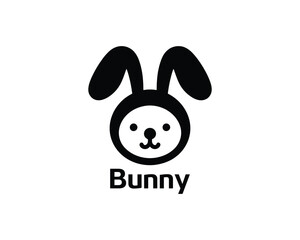 Cute bunny logo icon for kids brands in flat style