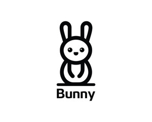 Black and white bunny head logo for kids branding