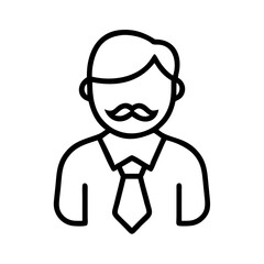 Dad icon in black outline. Father figure, parent, family concept