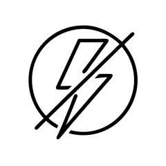 No Electricity Symbol Outline Design on transparent Background  