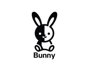 Clean bunny logo in flat style for children’s brands
