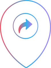 Location Forward Rounded Shape Gradient Outline  Icon