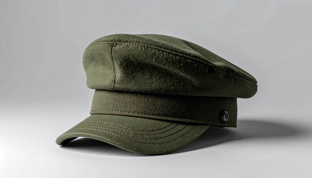 Studio Military Beret Mockup in Neutral Lighting with Sharp Detail