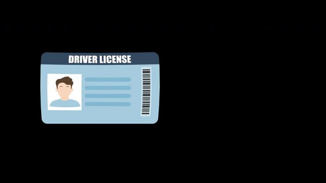 Driver license card with man on the photo and ID number