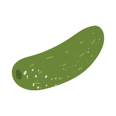 Cucumber doodle is flat with texture. Light splashes on products. colored vegetable is suitable for decorating recipes, packaging, menus, stickers, prints and designs in eco, farmer or vegetarian