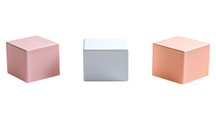 Fototapeta premium Three Metallic Cubes Rose Gold Silver Copper Geometric Shapes Minimalist Design