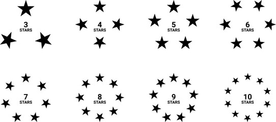 Circle Stars Pattern with 3 4 5 6 7 8 9 10 Star Ring Formation Illustration