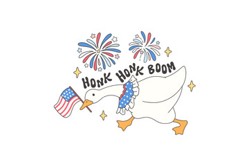 Honk Honk Boom - Retro 4th Of July Goose Sublimation T Shirt Design