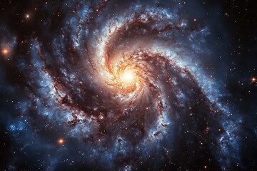 Obraz premium Vibrant Cosmic Tapestry: A Stunning Deep Space Galaxy with Swirling Nebulae