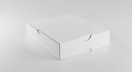 Empty white cardboard box on a plain white background. Product packaging mockup for design presentation.