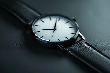 Modern minimalist watch on a sleek black background