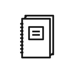 Wirebound spiral memo book, notebook with spiral binding line icon. Editable stroke. Writing stationery for school, office, planning, notes. For web design, mobile apps, logo, ui ux. Isolated vector