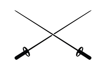 Silhouette art illustration of a pair of fencing swords.eps