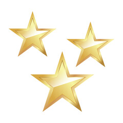 Gold Star Icon Set – Shiny Metallic Stars for Awards, Rating, Achievement, and Rewards