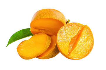 Ripe Mango Fruit with Stem Isolated