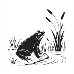 American bullfrog  silhouette vector