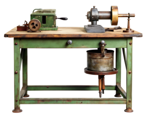 old fashioned sewing machine isolated on white background. PNG Transparent.