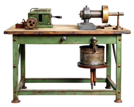 old fashioned sewing machine isolated on white background. PNG Transparent.
