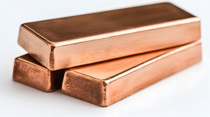 bronze copper bars isolated on white background