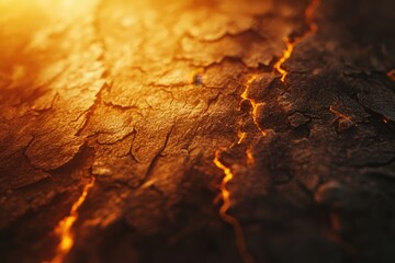 Close-up view of charred wood textures illuminated by sunlight.