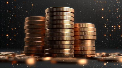 Stacked golden coins