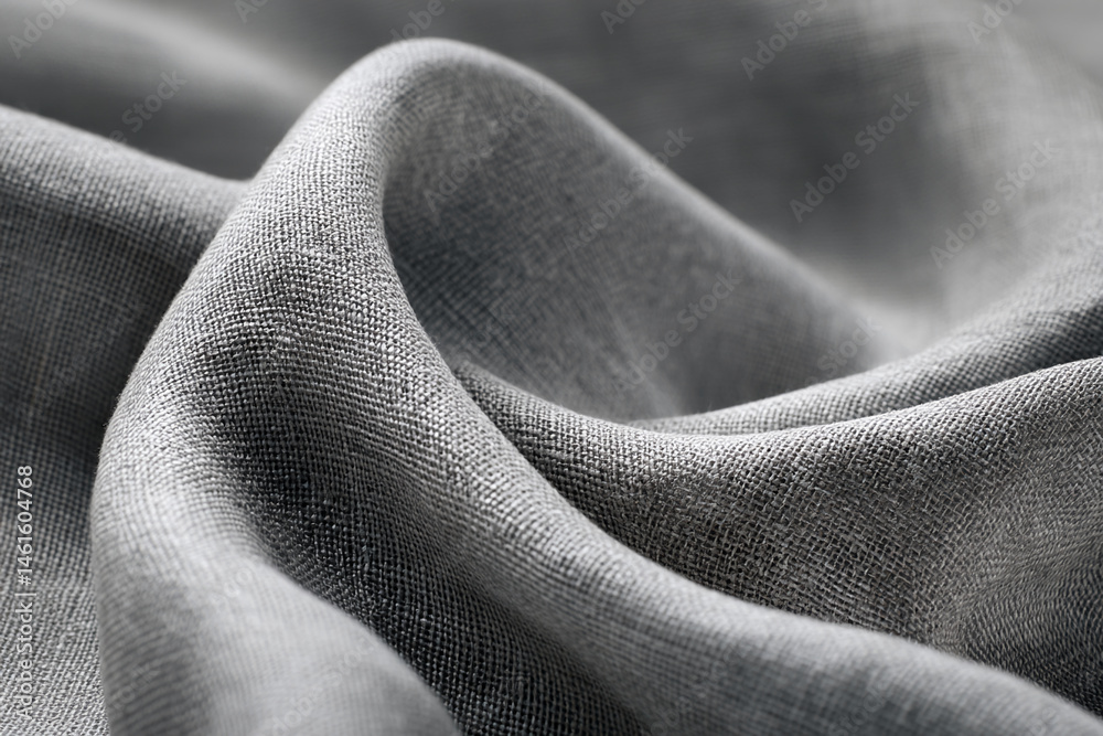 Poster gray fabric texture, soft folds create a smooth surface, showcasing elegance and sophistication, ide