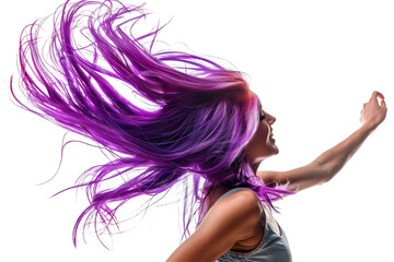 Woman Dancing with Vibrant Purple Hair