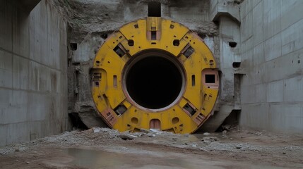 Tunnel Boring Machine TBM entrance.  Construction site