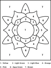 Mandala Color By Number | Colour By Number for Kids | Coloring Page