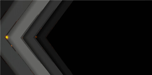 Obraz premium Abstract geometric background. In the bottom left corner, there are layered, nested chevron shapes pointing towards the upper right. These shapes are composed of dark grey and charcoal panels with 