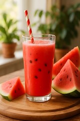 Refreshing Summer Watermelon Juice with Fresh Slices