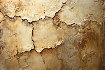 Fototapeta premium Close-up view of textured surface with cracks and crevices.
