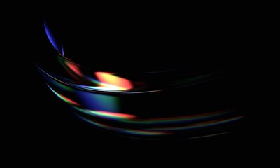 Abstract minimalist design, iridescent glass shape, 3d render
