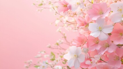 Vibrant floral arrangement, delicate pink flowers with soft petals, perfect for spring themes and romantic occasions.