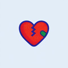 Heart symbol with a crack and bandage, depicting emotional trauma, injury, or healing.
