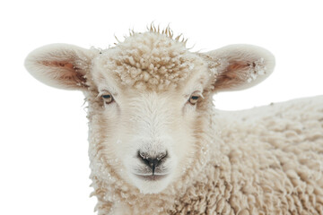 Fluffy Sheep in Spring Meadow
