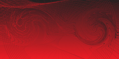 Abstract red speed light lines neon ring glowing circle round movement on black background vector illustration.