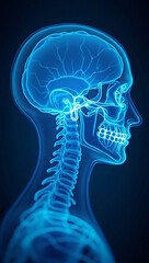 High-Resolution 3D Medical Illustration of Human Brain and Spine – Detailed Neural Anatomy for Medical Research