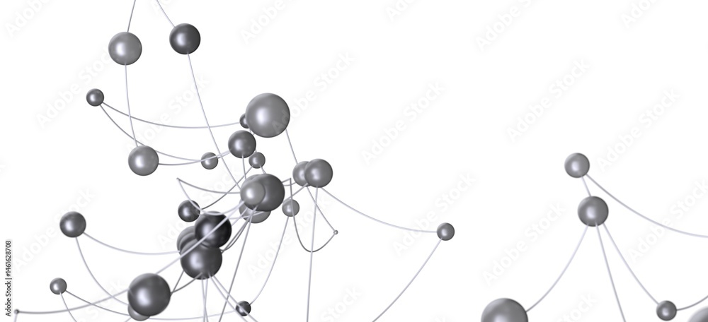 Poster stock photo of a 3d render of interconnected spheres, ideal for network, connection, and technology 