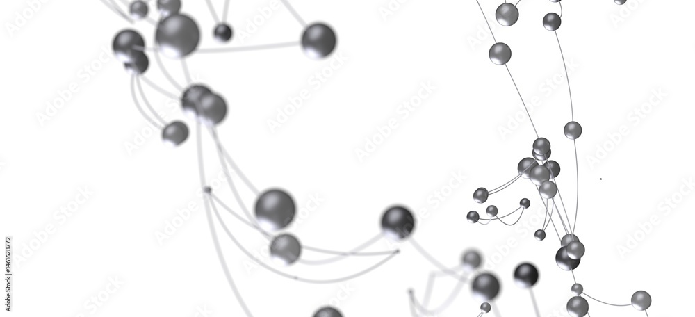 Poster Modern abstract image of interconnected spheres, ideal for technology, network, or connection concepts.
