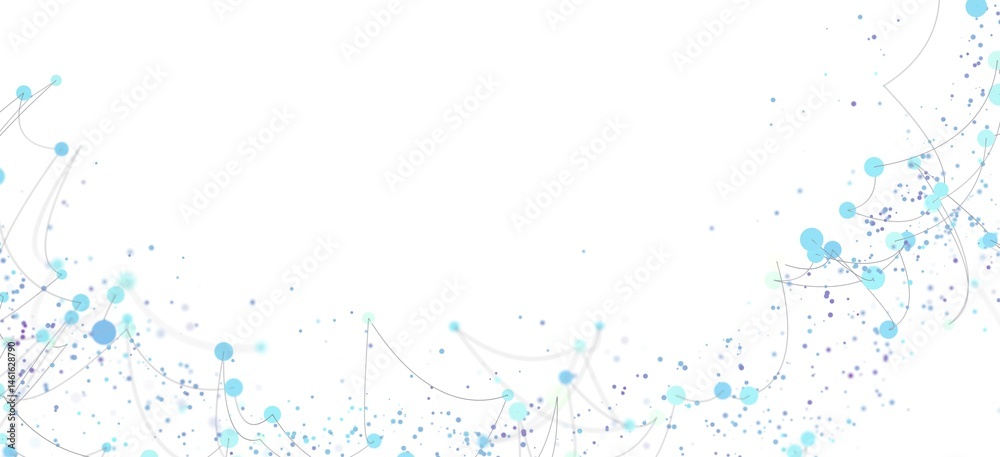 Poster Abstract background with flowing lines, connecting dots, and a network design.