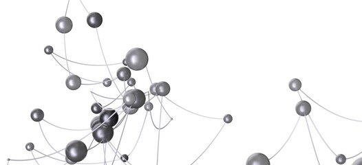 Stock photo of a 3D render of interconnected spheres, ideal for network, connection, and technology concepts.