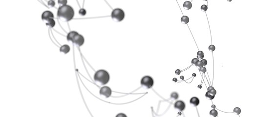 Modern abstract image of interconnected spheres, ideal for technology, network, or connection...